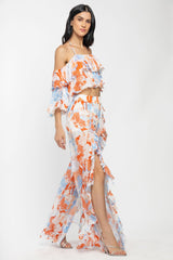 Chiffon Printed Top With Printed Pants