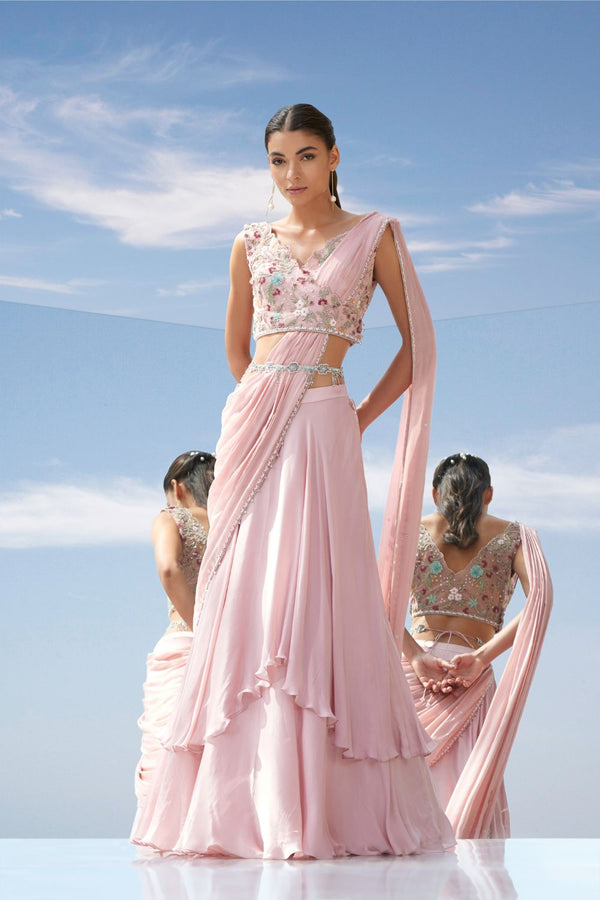 Eden pink drape saree