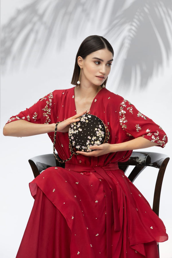 Black Hand Embroidered Clutch