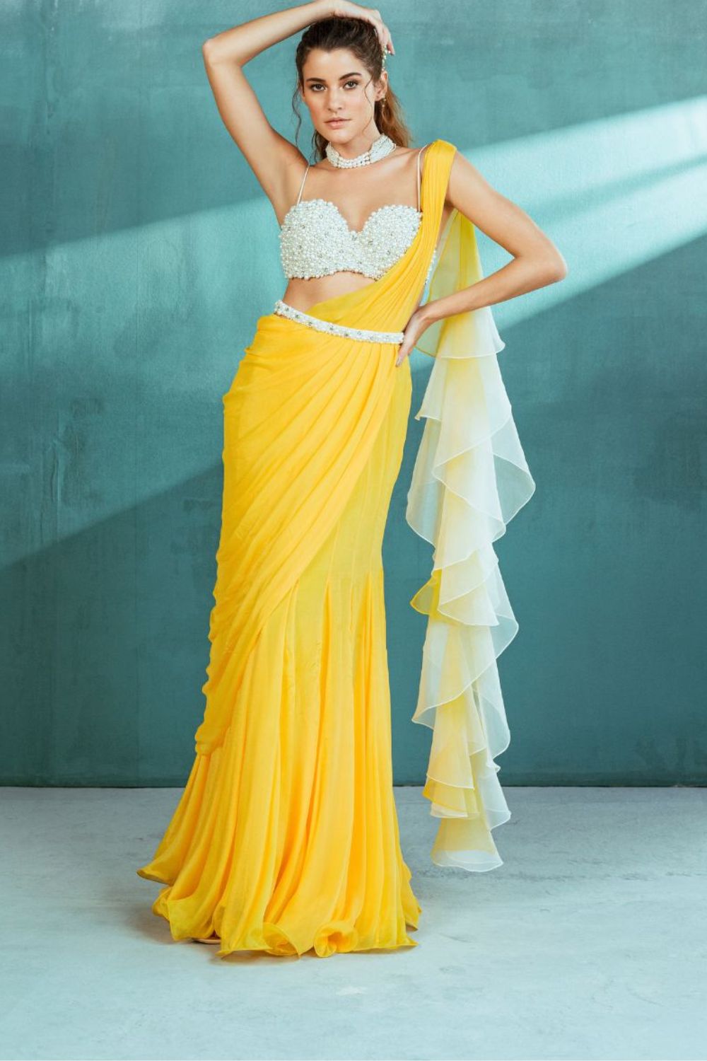 Chiffon Yellow Sari, Saree for sale | eBay