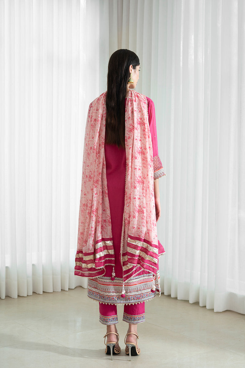Kurta And Pants Paired Printed Dupatta