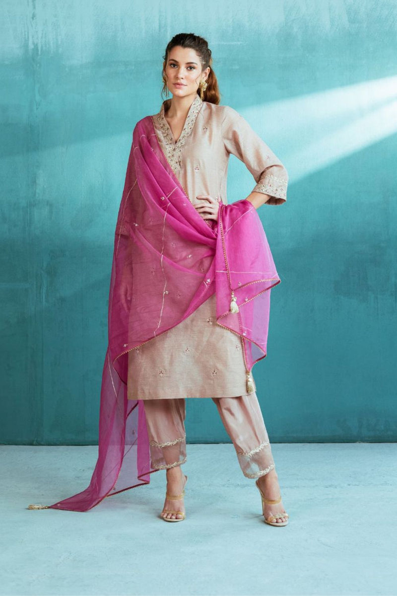 Rosy Chanderi Kurta Salwar Set