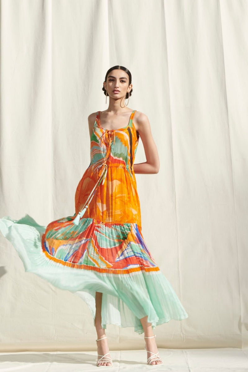 Crinkled Chiffon Dress