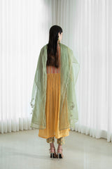 Yoke Kurta With Printed Pants And Dupatta
