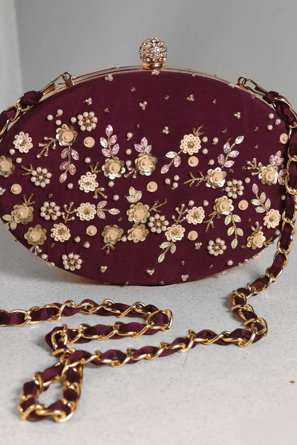 Purple Hand Embroidered Clutch