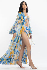 Lycra printed bodysuit with cape
