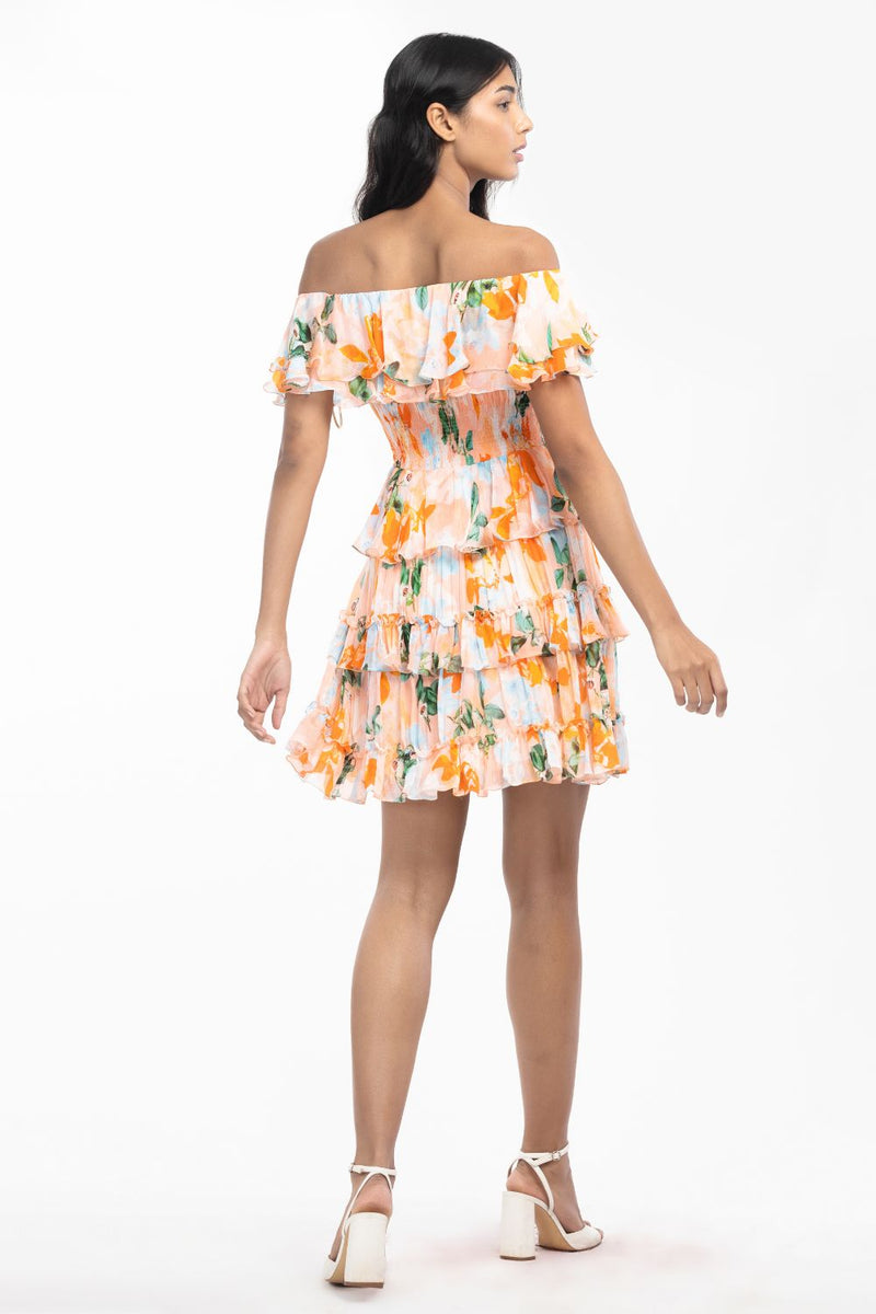 Chiffon Printed Short Dress