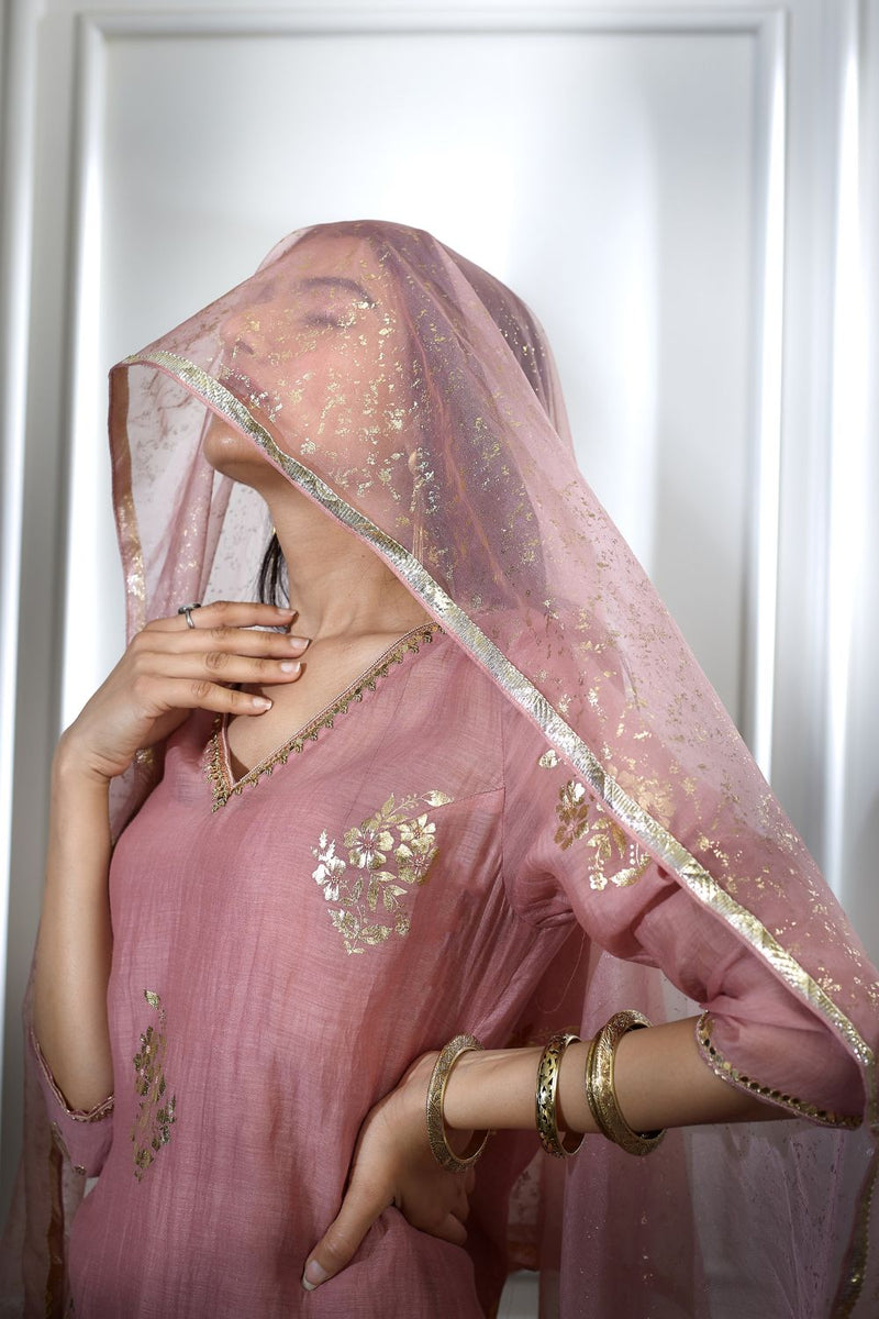 Dusty Pink Kurta Sharara Set