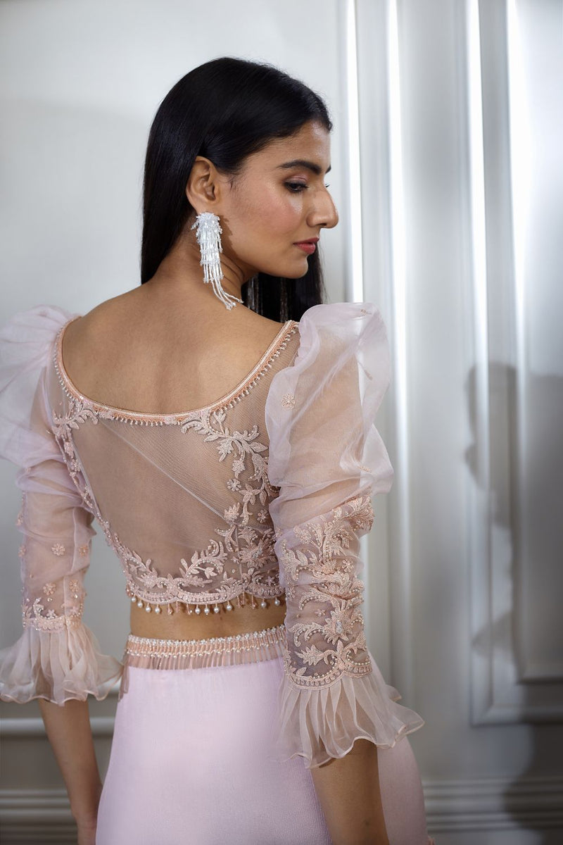 Soft Peach Dori Embroidered Lehenga Set