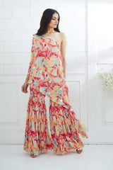 One Shoulder Printed Top With Sharara