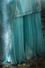 Aqua foil printed kurta Set
