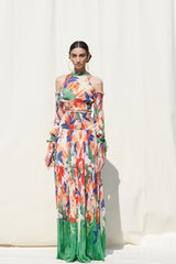 Skirts With Smocking On Its Waist Paired With A Halter Crop Top