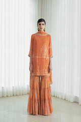 Kurta set with tiered sharara