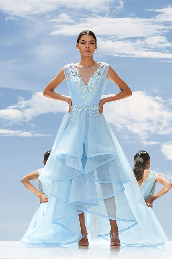 Skyblue falling Leaves/flora dress