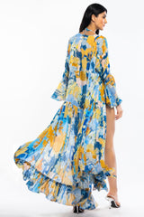 Lycra printed bodysuit with cape