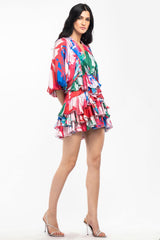 Red tiered mini dress