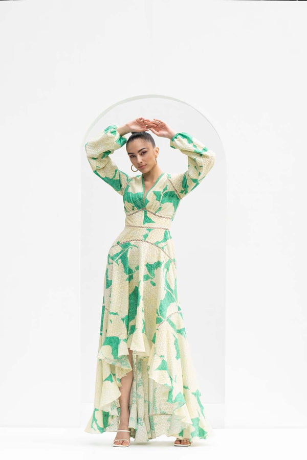Bling texture Chantley printed high-low dress