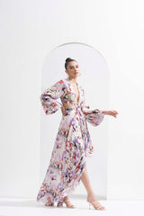 Purple orchid cutouts chiffon dress