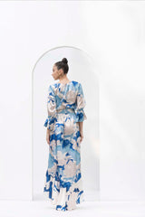 Mystic blue texture printed dress