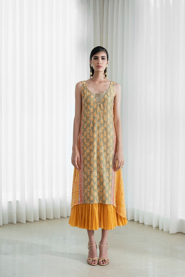 Calf Length Panelled Dress