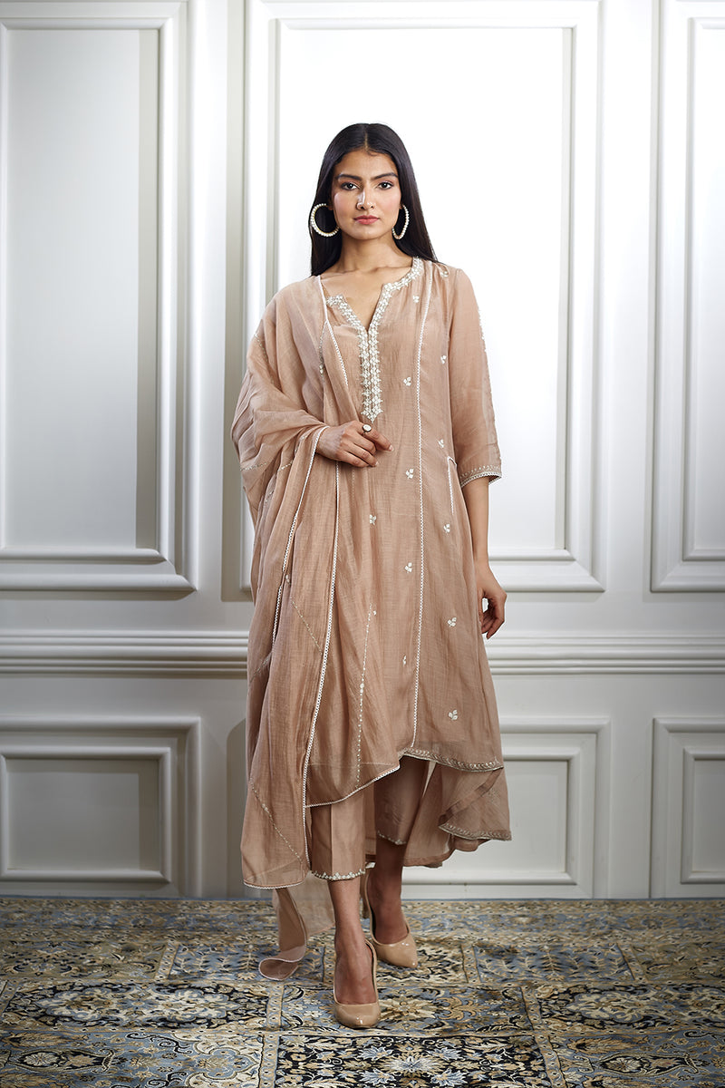 Nude Aari Embroidered Kurta Set