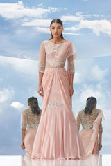Appliqué twist drape saree