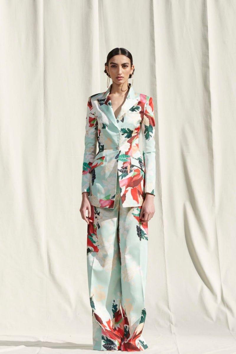 Satin Printed Pant Suit