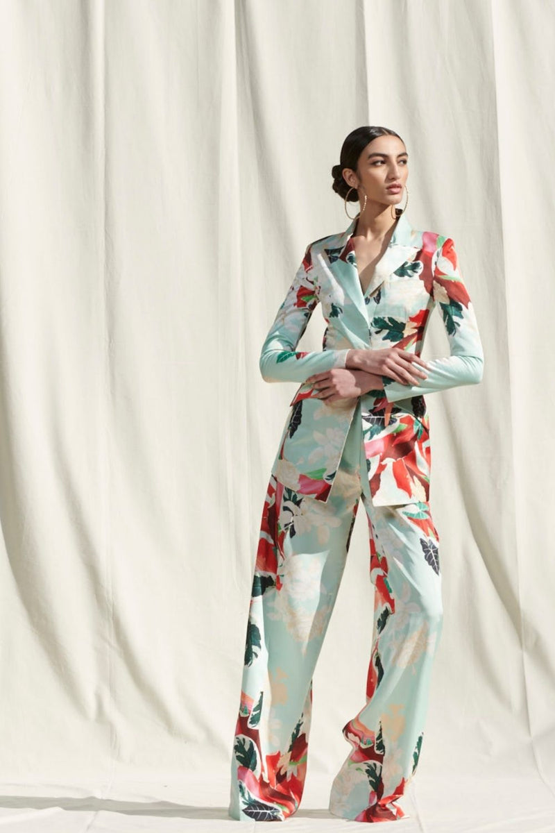 Satin Printed Pant Suit