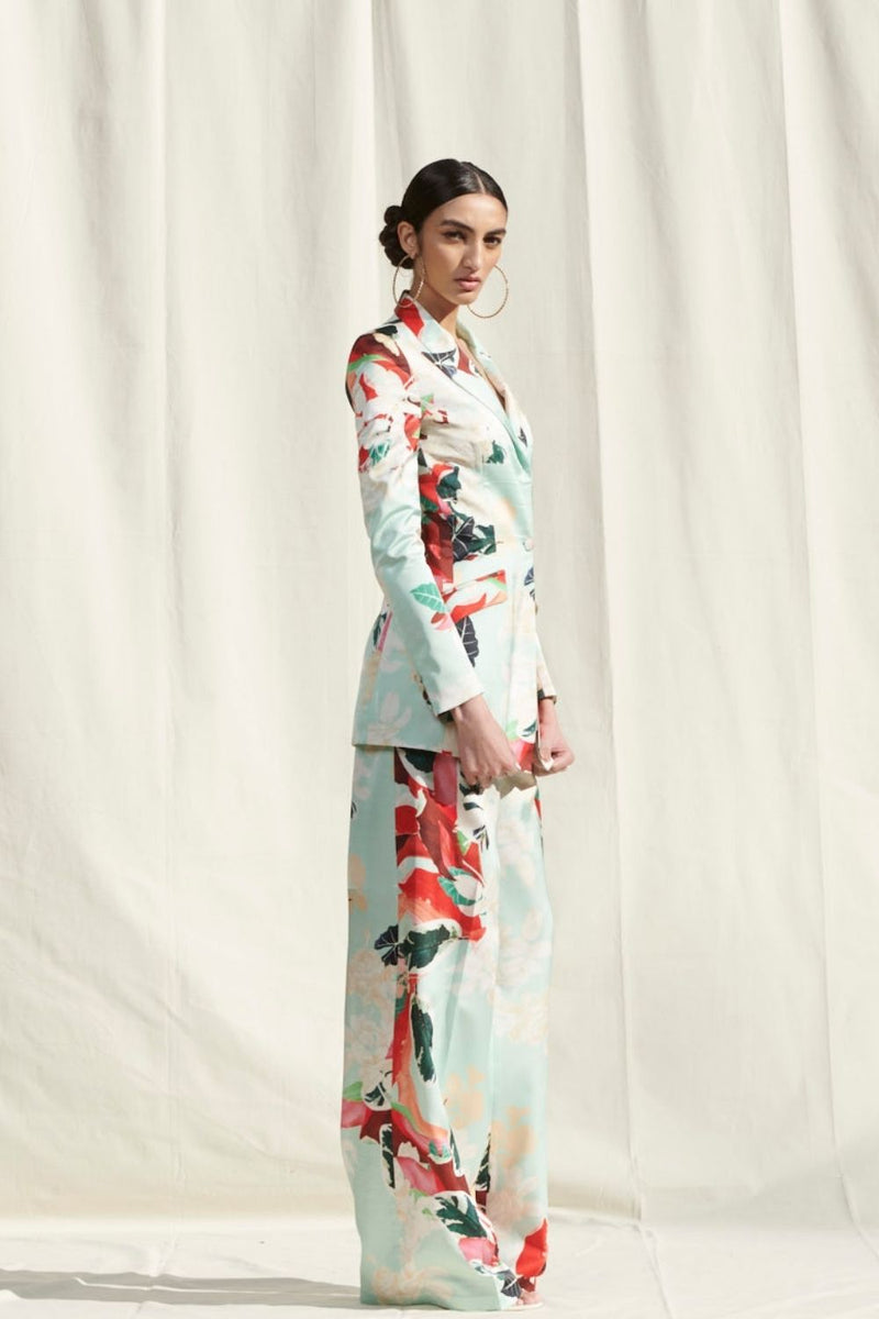 Satin Printed Pant Suit