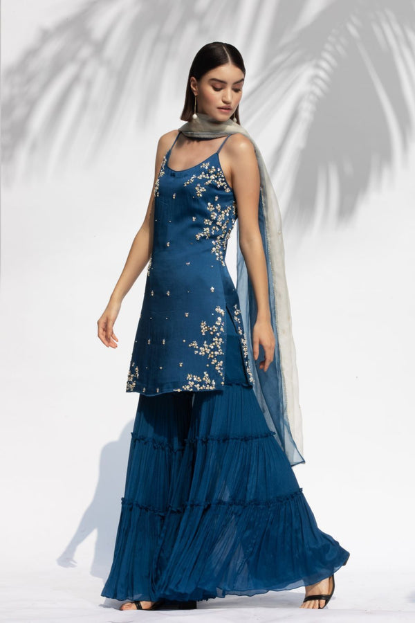 Saphire Blue Kurta Sharara Set