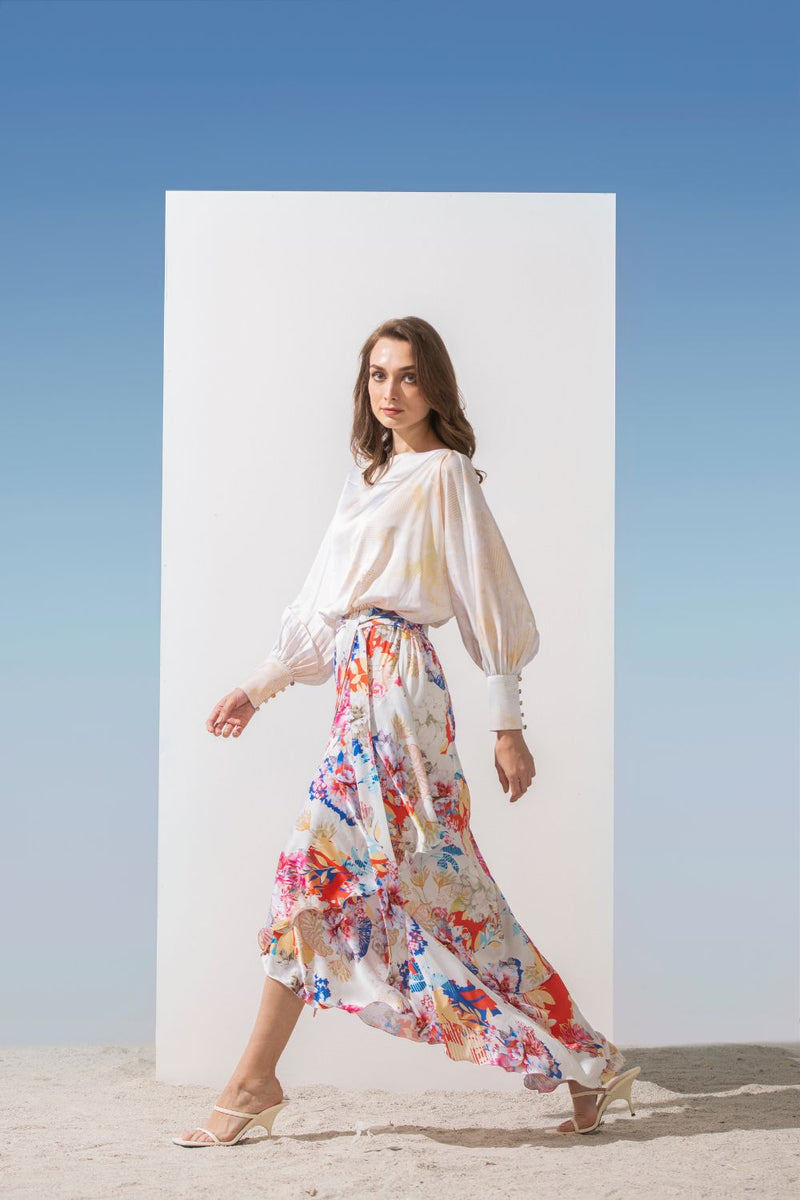 Satin multi overlap dress