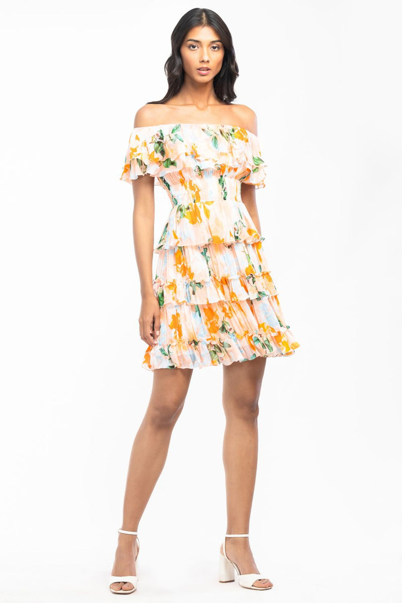 Chiffon Printed Short Dress