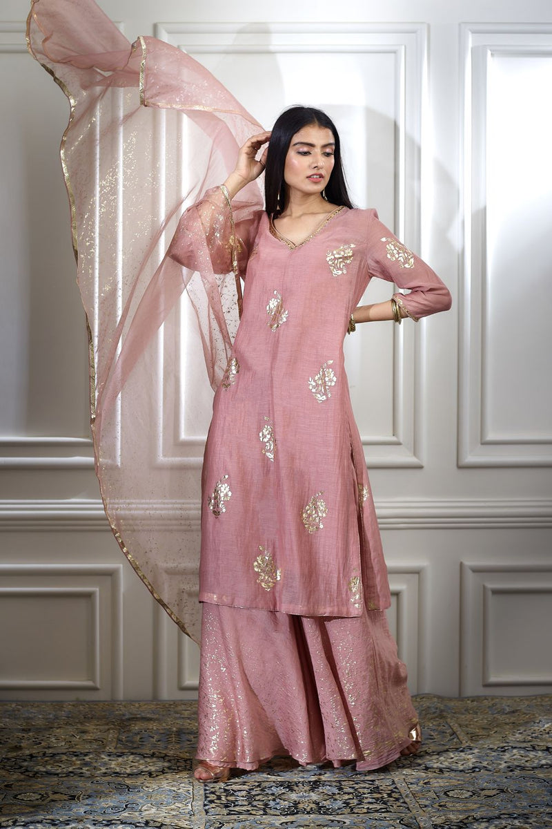 Dusty Pink Kurta Sharara Set
