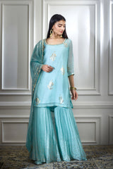 Aqua foil printed kurta Set