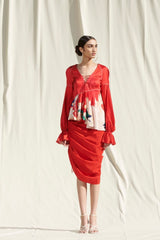 Peplum Top With Drape Skirt
