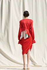 Peplum Top With Drape Skirt