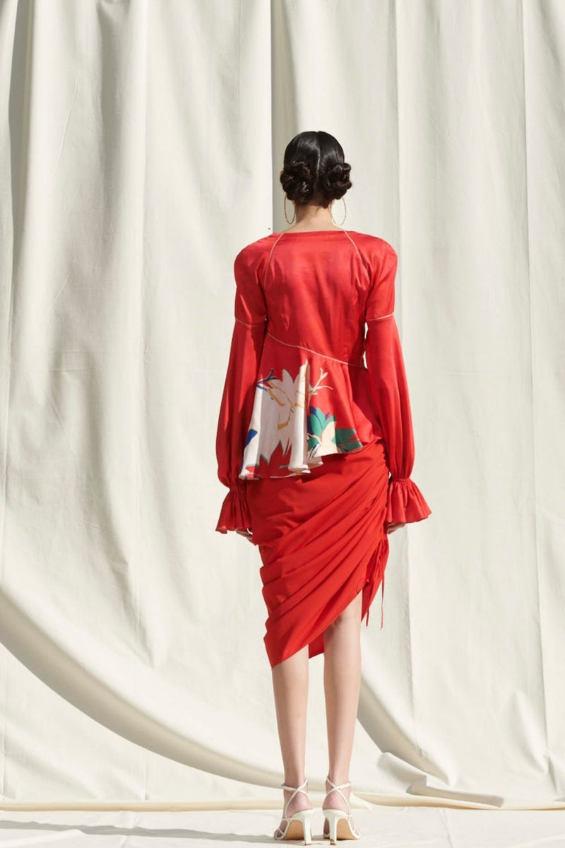 Peplum Top With Drape Skirt