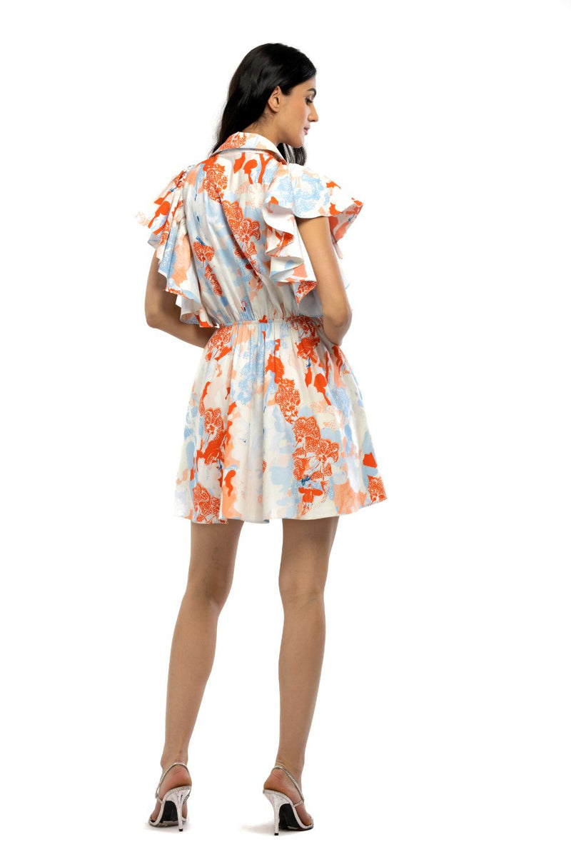 Cotton Poplin Printed Short Dress