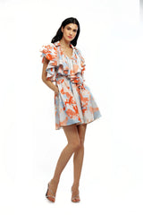 Cotton Poplin Printed Short Dress