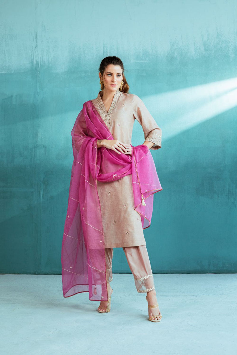 Rosy Chanderi Kurta Salwar Set