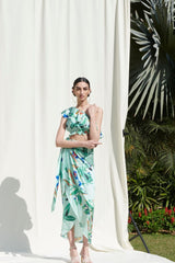 Crop Top Paired With A Printed Wrap Around Skirt