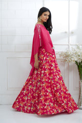 D.fuchsia A-symmetric Embroidered Tunic Set