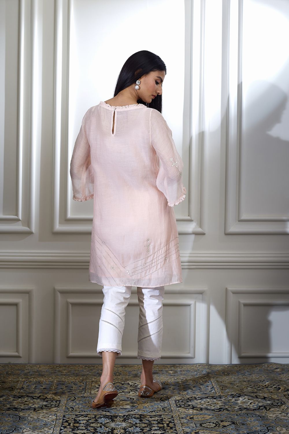 Soft Peach Tunic With Ankle Length Pants