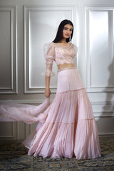 Soft Peach Dori Embroidered Lehenga Set