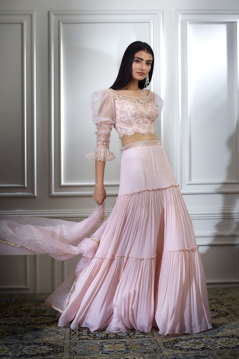 Soft Peach Dori Embroidered Lehenga Set
