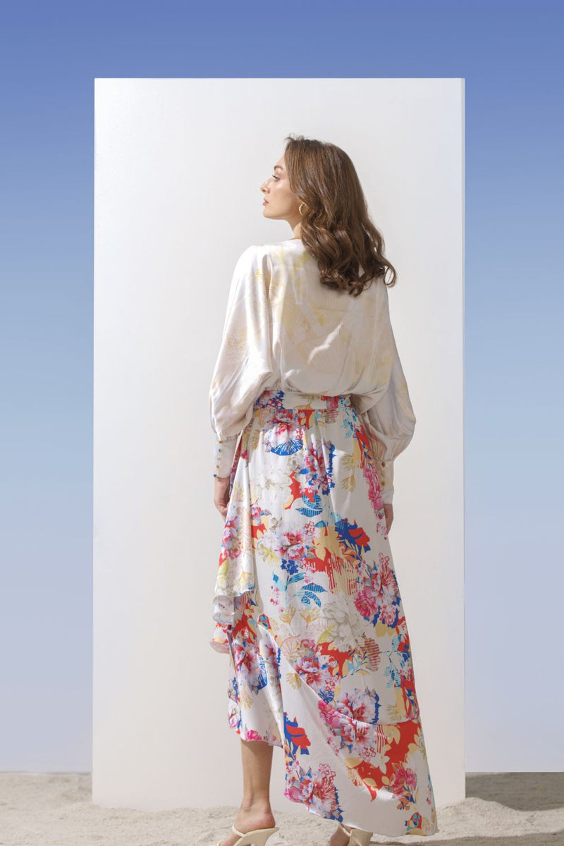 Satin multi overlap dress