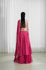 Double Layered Skirt With Blouse And Dupatta