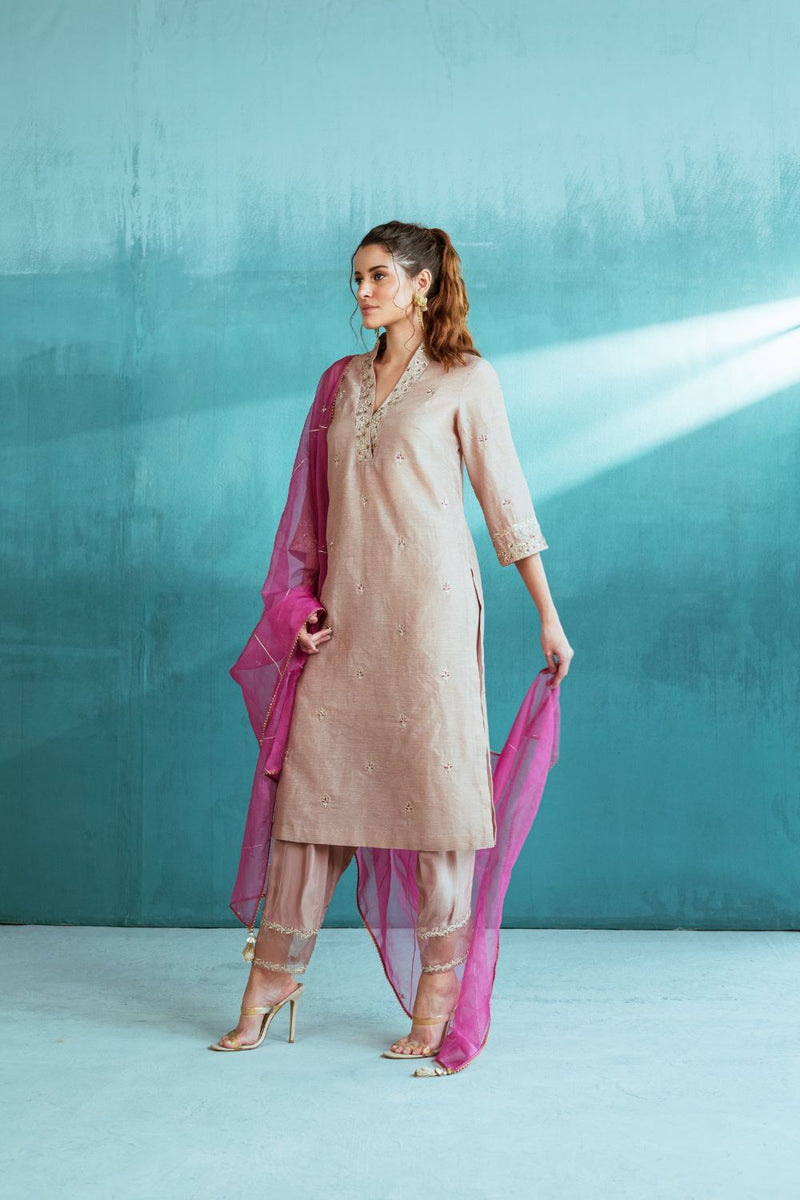 Rosy Chanderi Kurta Salwar Set