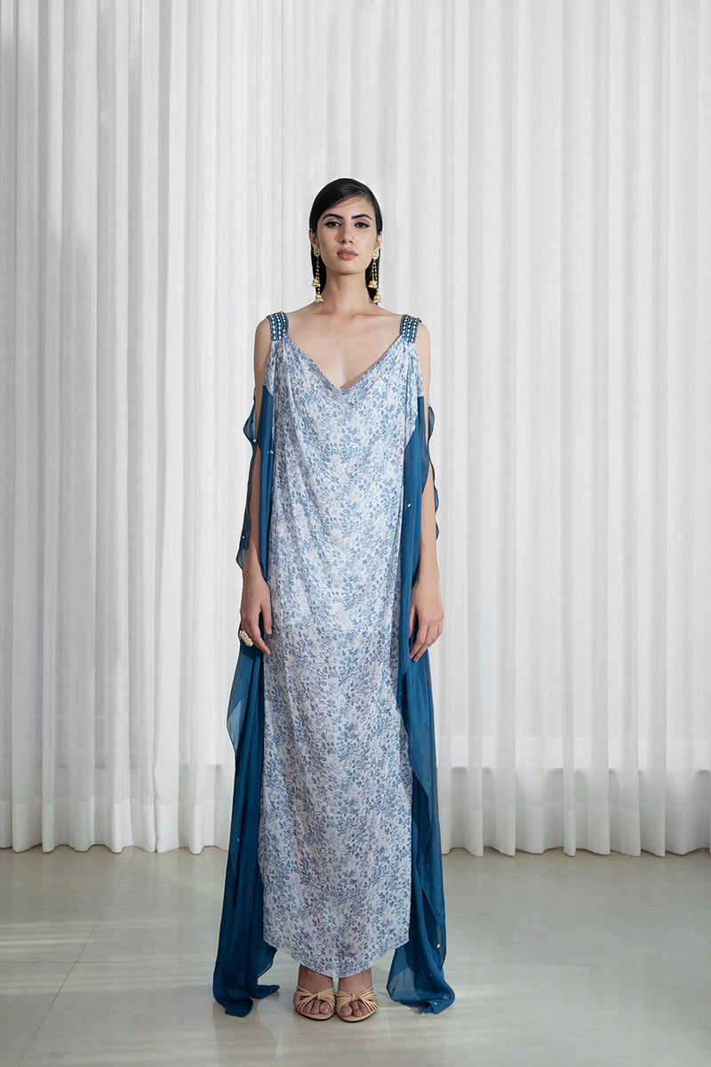 Kaftan With Colour Block And Mirror Work