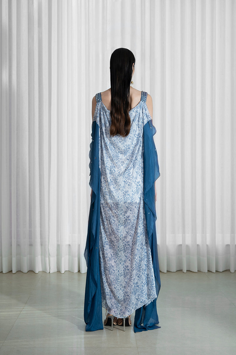 Kaftan With Colour Block And Mirror Work